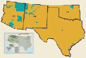 sOUTHWEST REGION tRIBAL LANDS MAP