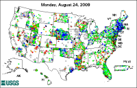  [Image: USGS active water level wells location map.] 