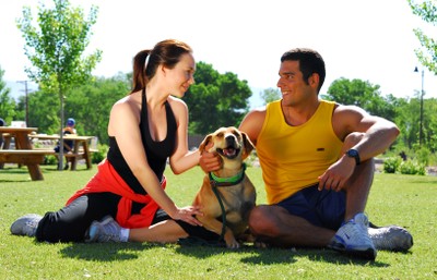 couple with dog