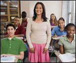 Photo: A teacher with students