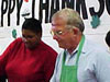 Congressman Berman and his wife, Janis, serve Thanksgiving dinner at the Valley Crossroads Seventh-Day Adventist Church in Pacoima.