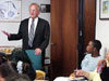 The first meeting of the Youth Advisory Council. Congressman Berman speaks to students from Van Nuys High School about his Student Adjustment Act.