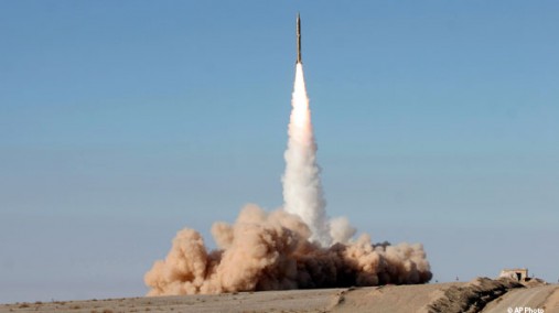 Iranian armed forces test fire a missile in Iran, photo released Nov. 12, 2008. [AP Photo]