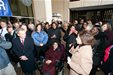 Image of Labor Secretary Hilda Solis addressing the crowd