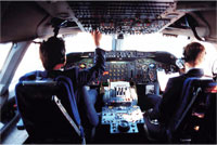 Pilots in cockpit