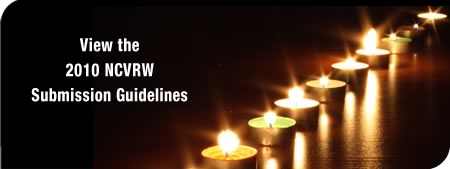 Photo of Candlelight Ceremony shows rows of participants holding lit candles that says View the NCVRW Submission Guidelines