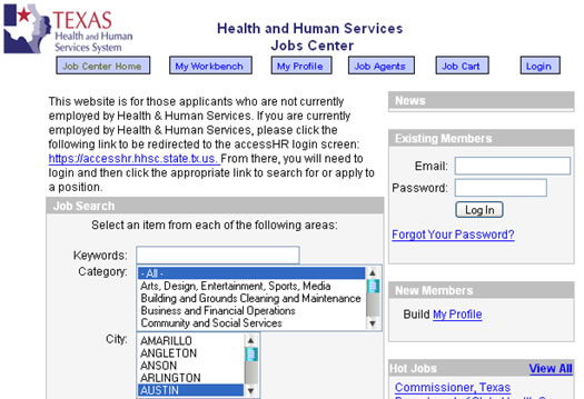 Screenshot of Access HR web site