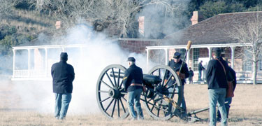 Living history programs at Fort Davis include cannon firing.