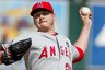 Los Angeles Angels pitcher Scott Kazmir throws to the Oakland Athletics during the first inning of a baseball game, Saturday, Oct. 3, 2009 in Oakland, Calif. The Angels beat the Athletics 4-2. (AP Photo/George Nikitin)