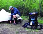 Photo of backpacker setting up camp at Shenandoah National Park