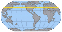 World globe highlighting the 45th parallel