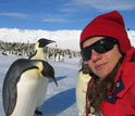 Photo of Jessica Meir at the Cape Crozier emperor penguin colony.