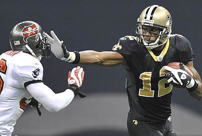 Marques Colston (right) led the Saints in receiving in 2009.