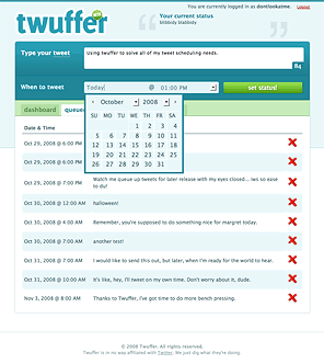 Screenshot of the twuffer queue page.