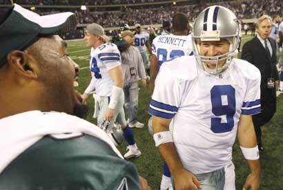 Tony Romo and the Cowboys have beaten  Donovan McNabb and the Eagles twice this season.