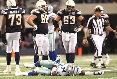 Dallas Cowboys defensive end DeMarcus Ware was injured in Sunday's loss to San Diego.