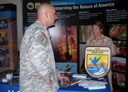 International Affairs Employee Cyndi Perry recruits veterans. Credit: USFWS