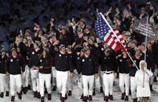 The United States' contingent enters the Winter Olympics' Opening Ceremony  at the BC Place in Vancouver, Canada, on Friday, February 12, 2010. 