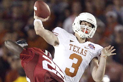 Garrett Gilbert (3) was thrown into the fire as a freshman in the BCS title game when UT starter Colt McCoy suffered a shoulder injury.