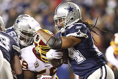 Marion Barber found it tough to run at times on crucial downs against the Washington Redskins on Sunday.