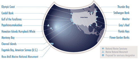 National Marine Sanctuaries map