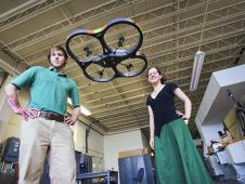 LARSS students Jake (L) and Jacqueline (R) with a quadcopter