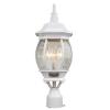 White Exterior Post Lantern with Clear Beveled Glass