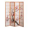 Cherry Blossom 70.5 in. H x 70 in. W Honey Wood 4-Panel Screen