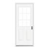 32 in. x 80 in. Galvanized Steel White Pre-Hung Left-Hand Premium 9 Lite Inswing Entry Door with Brickmold