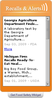 Food Alerts Widget. Flash Player 9 is required.