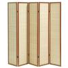 70.5 in. H x 87.25 in. W Honey Wood and Bamboo 5-Panel Room Divider