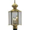 Brassguard Collection Polished Brass 3-Light Post Lantern