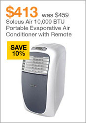 Soleus Air 10,000 BTU Portable Evaporative Air Conditioner with Remote