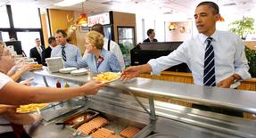 Barack Obama pays a visit to Rudy's Hot Dog in Toledo, Ohio. | AP Photo
