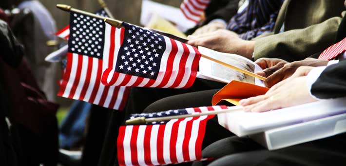 Photo from a citizenship ceremony held at Minute Man National Historical Park