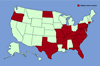 Click for distribution map of kudzu-vine.