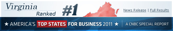 Virginia Ranked #1 in CNBC 2011 study of Best States for Business