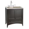 Stratford 30 in. Laundry Vanity in Espresso and Premium Acrylic Sink in White and Faucet Kit