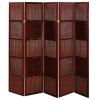 Rattan and Wood Cherry Five-Panel Screen