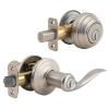 991 Tustin Entry Lever and Single Cylinder Deadbolt Combo Pack feat SmartKey® Satin Nickel