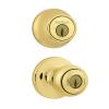 690 Tylo Entry Knob and Single Cylinder Deadbolt Combo Pack Polished Brass