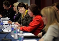 WASHINGTON, DC - DECEMBER 05:  Rep. Cathy McMorris Rodgers (R-WA) (C) hosts a Women's CEO panel discussion on jobs and the economy at the U.S. Capitol December 5, 2011 in Washington, DC. The panel members listed government over-regulation, changes made by the recent financial and health...