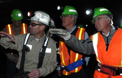 Secretary Salazar and Senator Bingaman in the Potash Mine