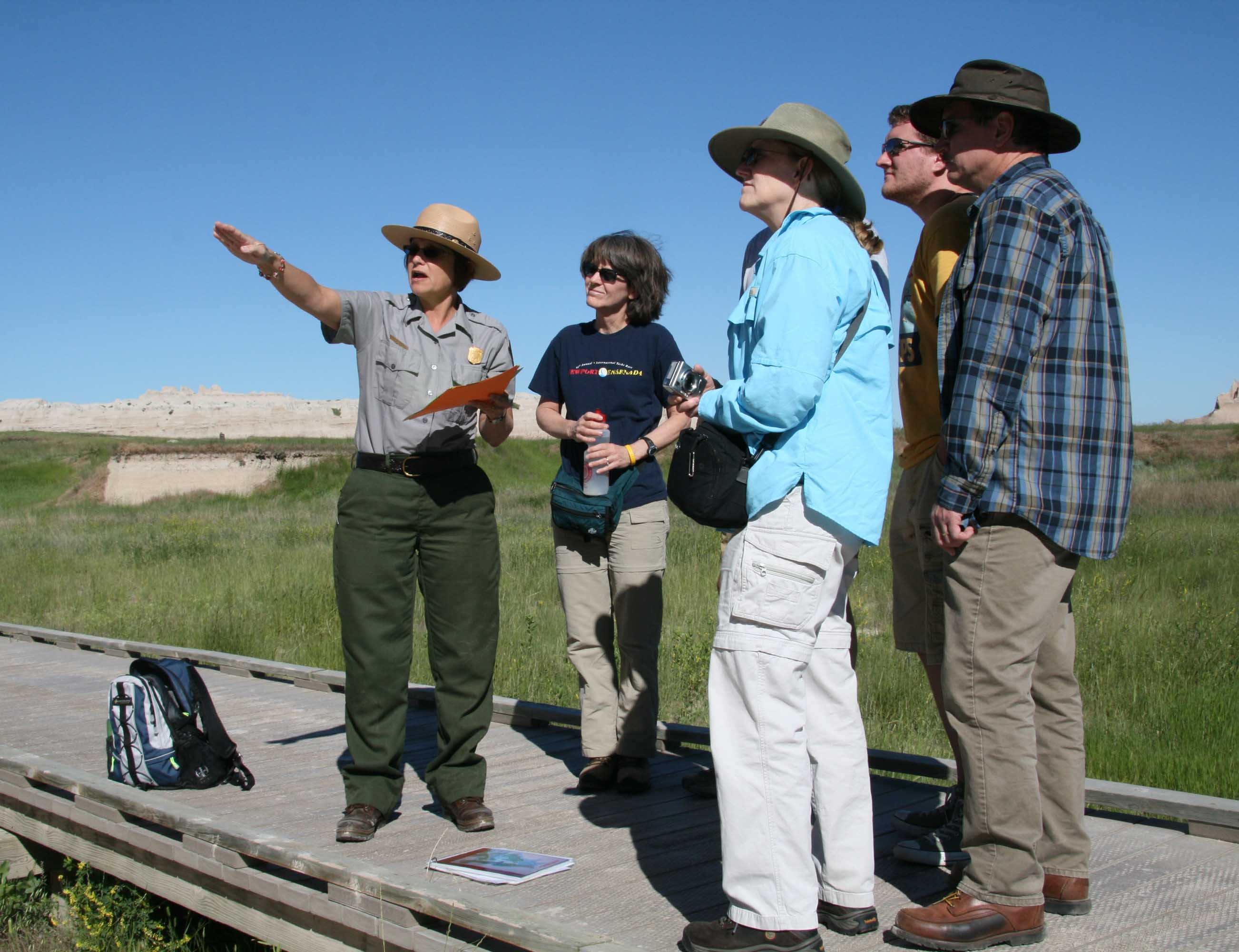 Teacher Ranger Dottie Hartman leads a ranger walk. 