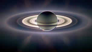 Saturn backlit by the Sun (NASA/JPL/SSI)