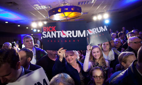 Rick Santorum supporters in Johnston, Iowa