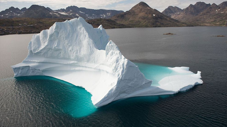 An iceberg in a fjord.