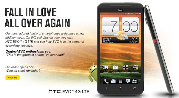 HTC EVO 4G LTE pre-order page goes live on Sprint's website, fanboy early birds rejoice