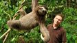 Three-toed sloth and Chris Packham