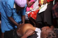 A birth attendant massages one of her clients at a clinic in the Korogocho neighborhood of Nairobi.